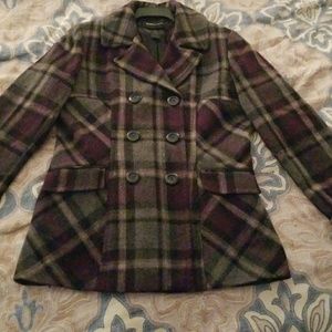 Women's Wool Plaid Pea Coat
